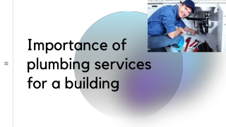 Importance of plumbing services for a building