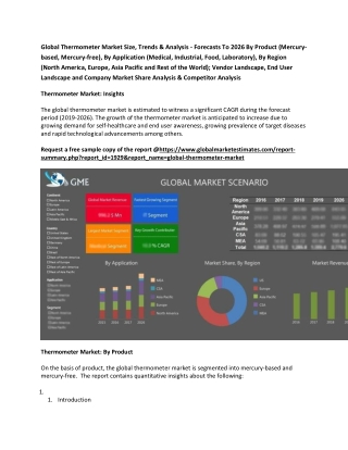 Global Thermometer Market Size, Trends & Analysis - Forecasts To 2026