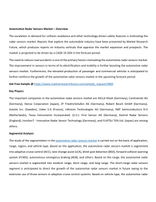 Automotive Radar Sensors Market