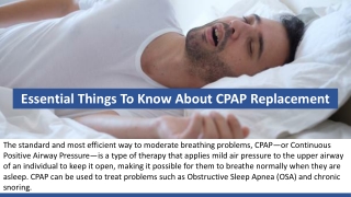 Essential Things To Know About CPAP Replacement
