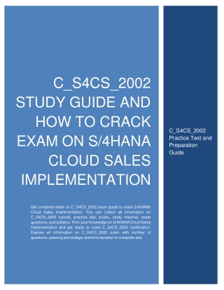 C_S4CS_2002 Study Guide and How to Crack Exam on S/4HANA Cloud Sales Implementation