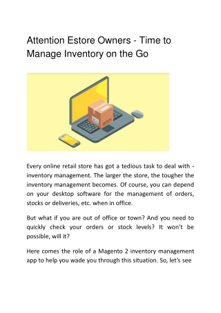 Attention Estore Owners - Time to Manage Inventory on the Go