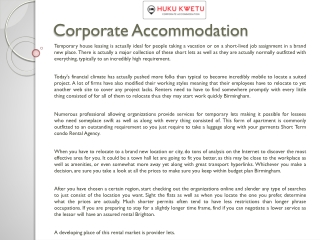Corporate accommodation