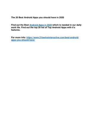 The 20 Best Android Apps you should have in 2020