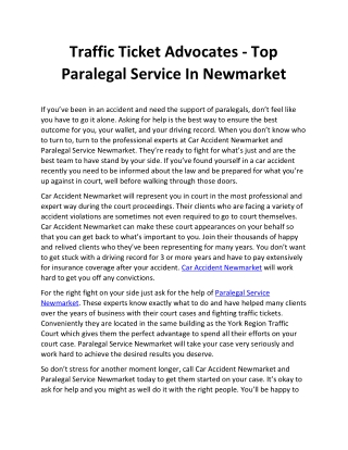 Traffic Ticket Advocates - Top Paralegal Service In Newmarket