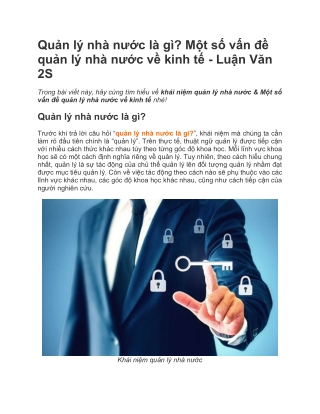 Quản lý nhà nước là gì? Một số vấn đề quản lý nhà nước về kinh tế - Luận Văn 2S