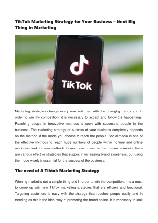 TikTok Marketing Strategy for Your Business – Next Big Thing in Marketing