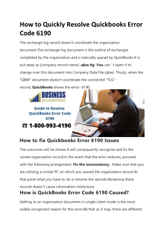 What QuickBooks Error Code -6190