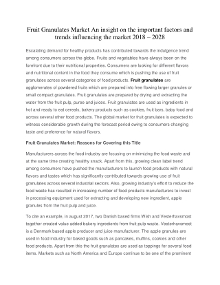 Fruit Granulates Market Segmentation
