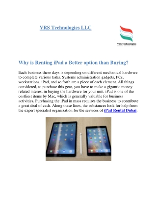 Why is Renting iPad a Better option than Buying?
