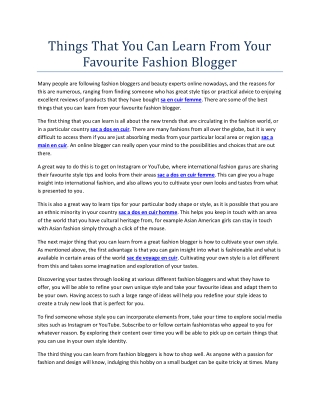 Things That You Can Learn From Your Favourite Fashion Blogger