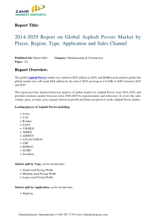 Asphalt Pavers Market Report 2014-2029
