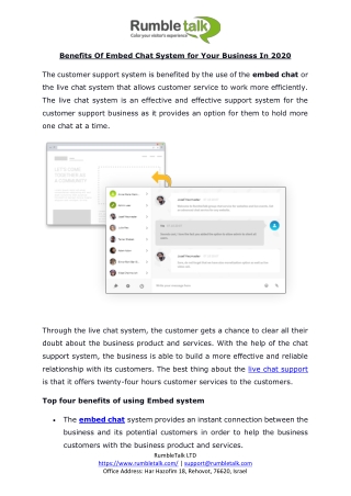 Benefits Of Embed Chat System for Your Business In 2020