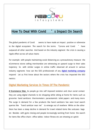 How To Deal With Covid-19’s Impact On Search