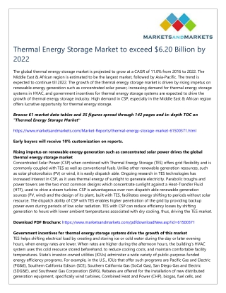 Thermal Energy Storage Market to exceed $6.20 Billion by 2022