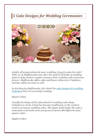 5 Cake Designs for Wedding Ceremonies
