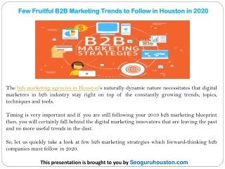 Few Fruitful B2B Marketing Trends to Follow in Houston in 2020