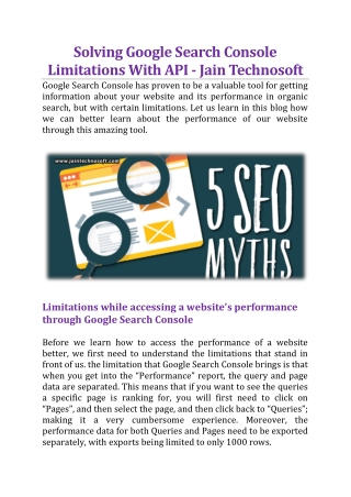 Solving Google Search Console Limitations With API - Jain Technosoft
