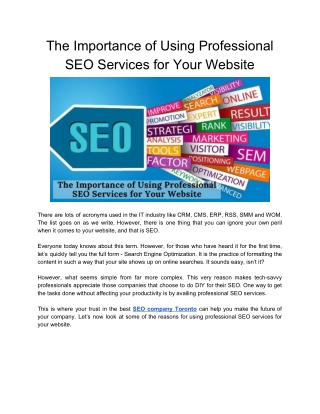 The Importance of Using Professional SEO Services for Your Website