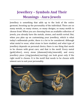 Jewellery – Symbols And Their Meanings - Aura Jewels