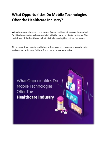 What Opportunities Do Mobile Technologies Offer The Healthcare Industry?