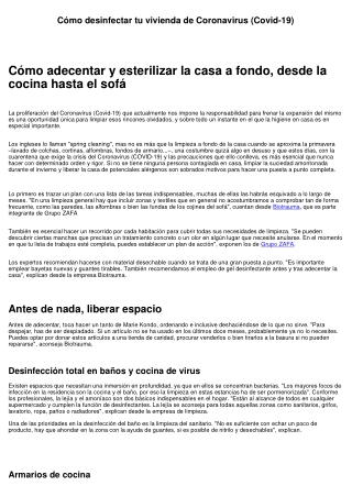 Cómo esterilizar tu casa de Coronavirus (Covid-19)