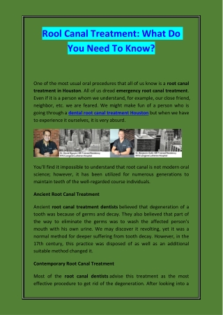 Rool Canal Treatment: What Do You Need To Know?