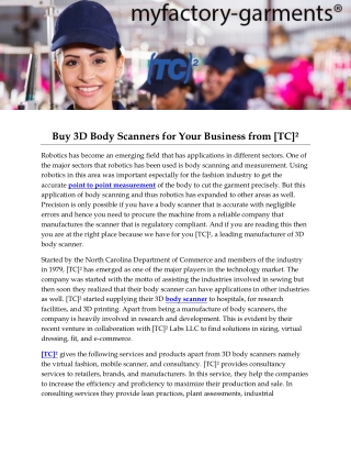 Buy 3D Body Scanners for Your Business from [TC]²