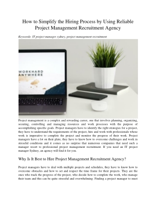 How to Simplify the Hiring Process by Using Reliable Project Management Recruitment Agency