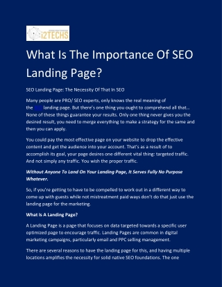 What Is The Importance Of SEO Landing Page?