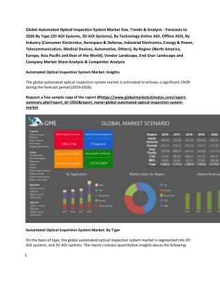 Global Automated Optical Inspection System Market Size, Trends & Analysis - Forecasts to 2026