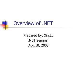 Overview of .NET