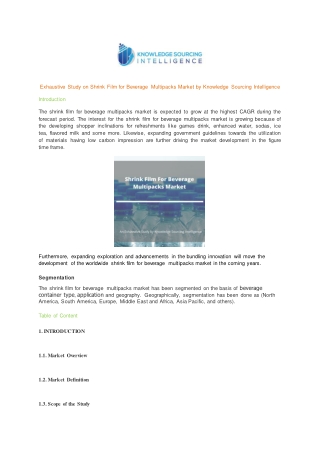Exhaustive Study on shrink film for beverage multipacks market by Knowledge Sourcing Intelligence