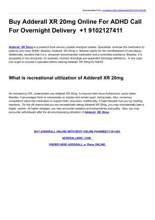 Buy Adderall XR 20mg Online For ADHD | adderallwiki.com