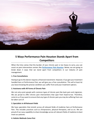 5 Ways Performance Pain Houston Stands Apart from Competitors