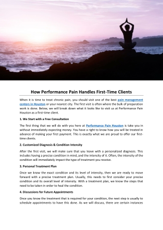 How Performance Pain Handles First-Time Clients