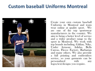 Custom baseball Uniforms Montreal