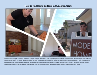 How to find Home Builders in St.George, Utah: