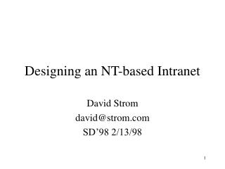 Designing an NT-based Intranet