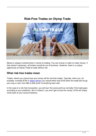 Risk-Free Trades on Olymp Trade