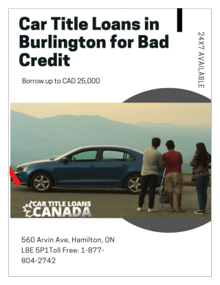 Car Title Loans Burlington | Borrow same day cash with bad Credit