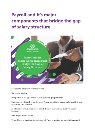 Payroll and it’s major components that bridge the gap of salary structure