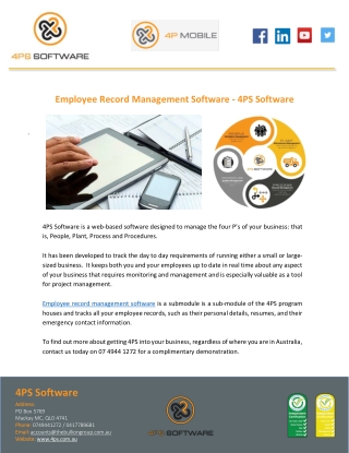 Employee Record Management Software - 4PS Software