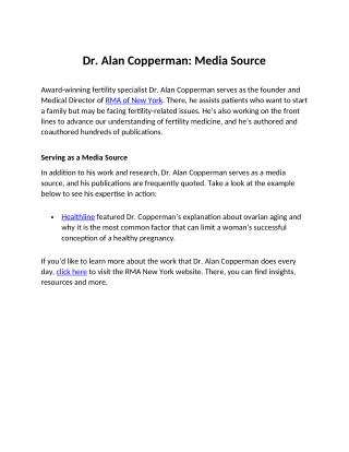 Dr. Alan Copperman Media Source