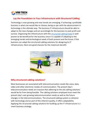 Lay the Foundation to Your Infrastructure with Structured Cabling Solutions