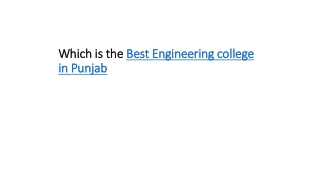 Which is the Best Engineering College in Punjab