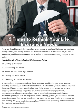 5 Times to Rethink Your Life Insurance Needs