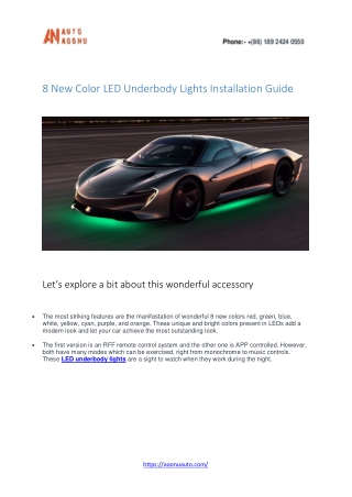 8 New Color LED Underbody Lights Installation Guide