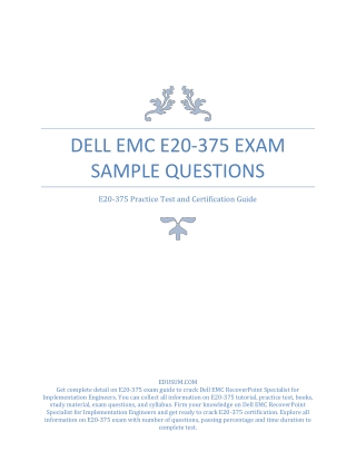 [LATEST] Dell EMC E20-375 Exam Sample Questions