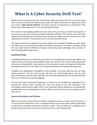 What Is A Cyber Security Drill Test?